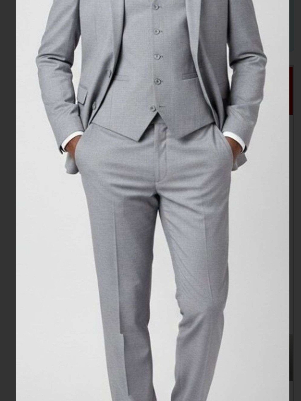 MOGU Men's Classic Light Gray Three-Piece Suit - Tailored Fit 4XL NEW W TAGS